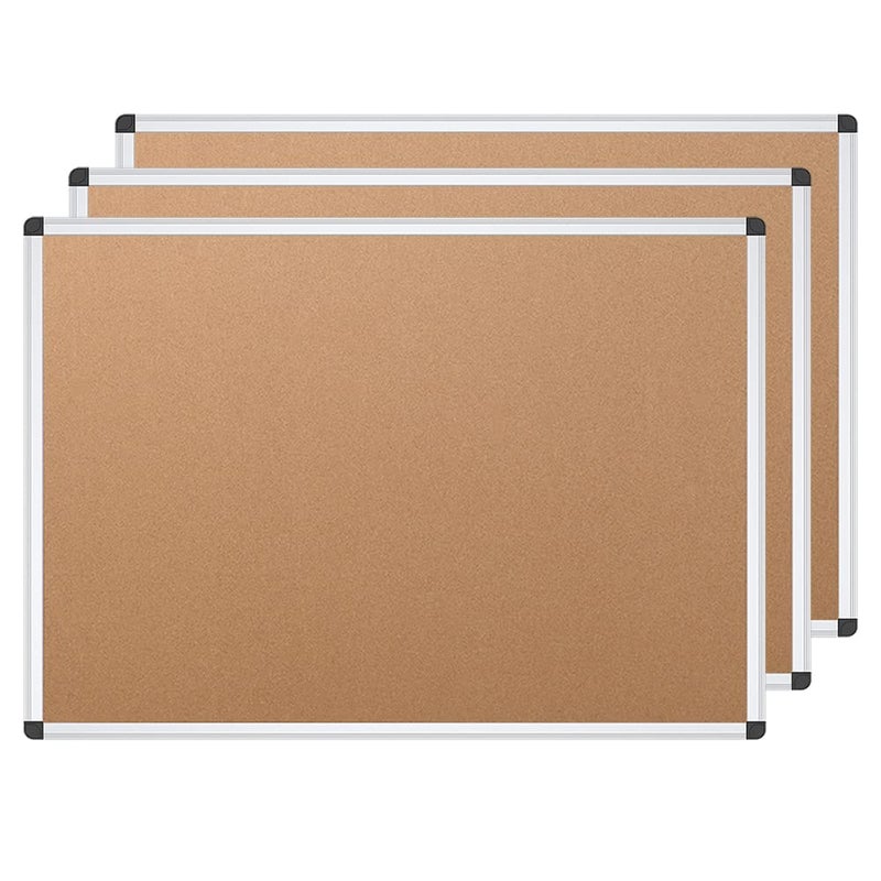 VIZ-PRO لوحة إعلانات من الفلين VIZ-PRO، 24 × 18 بوصة، 3 عبوات، إطار من الألمنيوم الفضي - Image 2